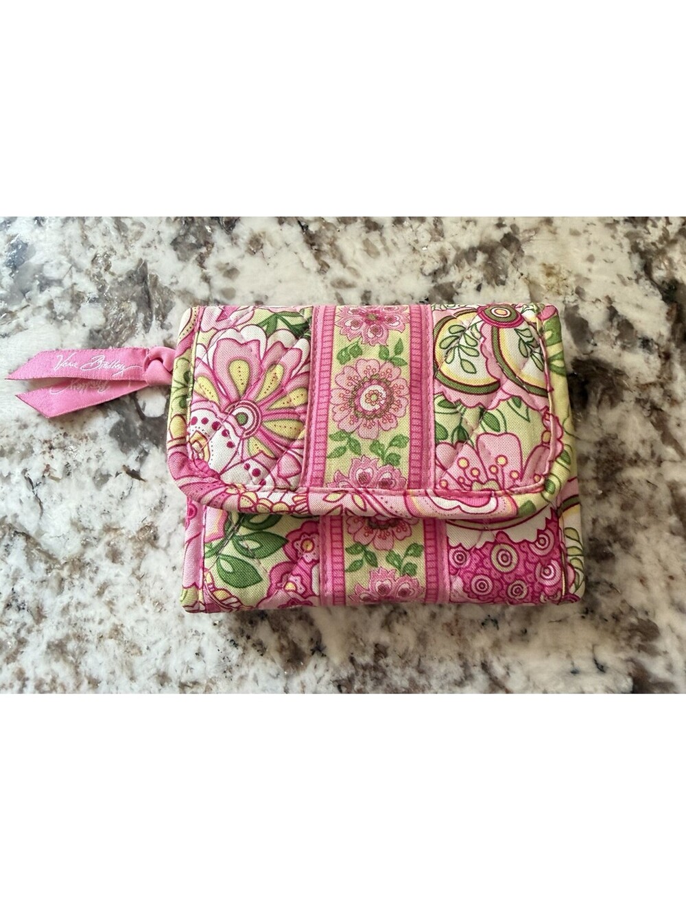 Vera Bradley Pink Retired Pattern Petite Wallet Trifold Quilted